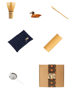 9-Piece Matcha Set - Premium Ceramic Bowl, Bamboo Whisk including accessories for preparing matcha tea.