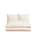 Duvet cover set with floral cream and pink design, featuring tulip patterns on a lightweight microfibre fabric.