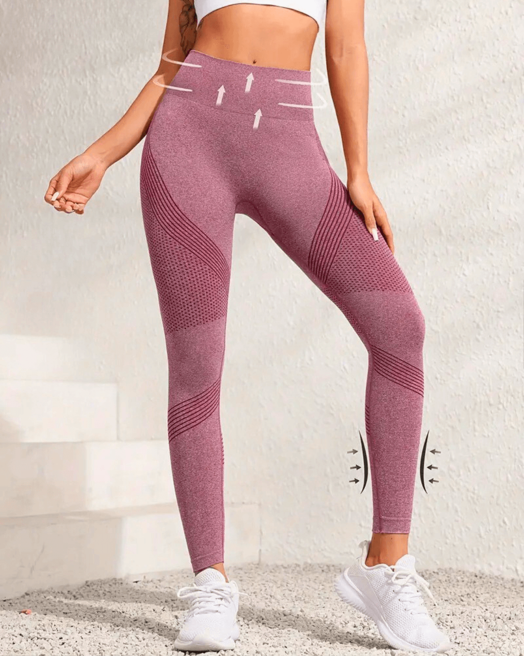 High-waist squat-proof yoga leggings with tummy control and butt-lifting design for all-season workouts.