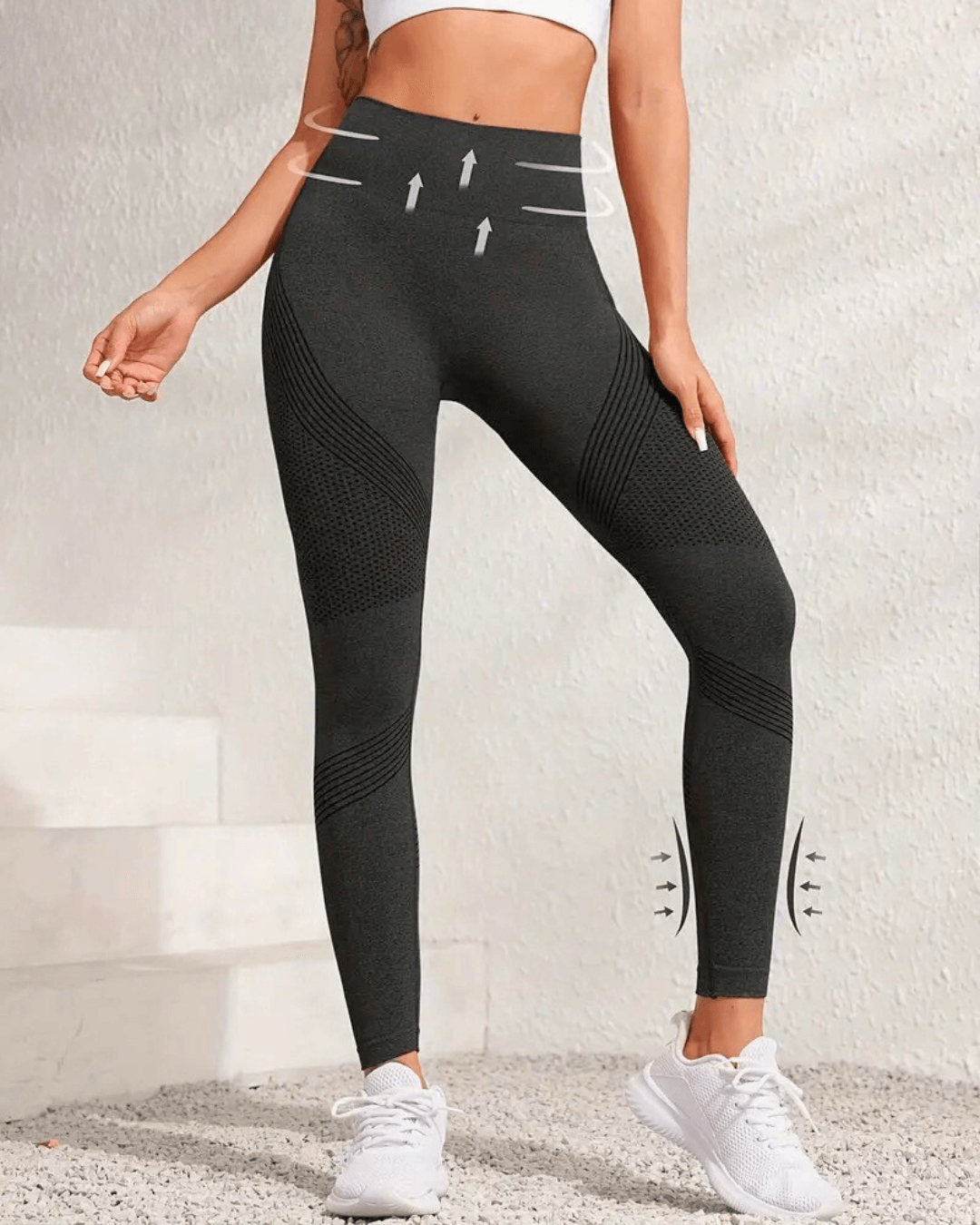High-waist yoga leggings featuring tummy control and butt-lifting design, perfect for workouts and everyday wear.