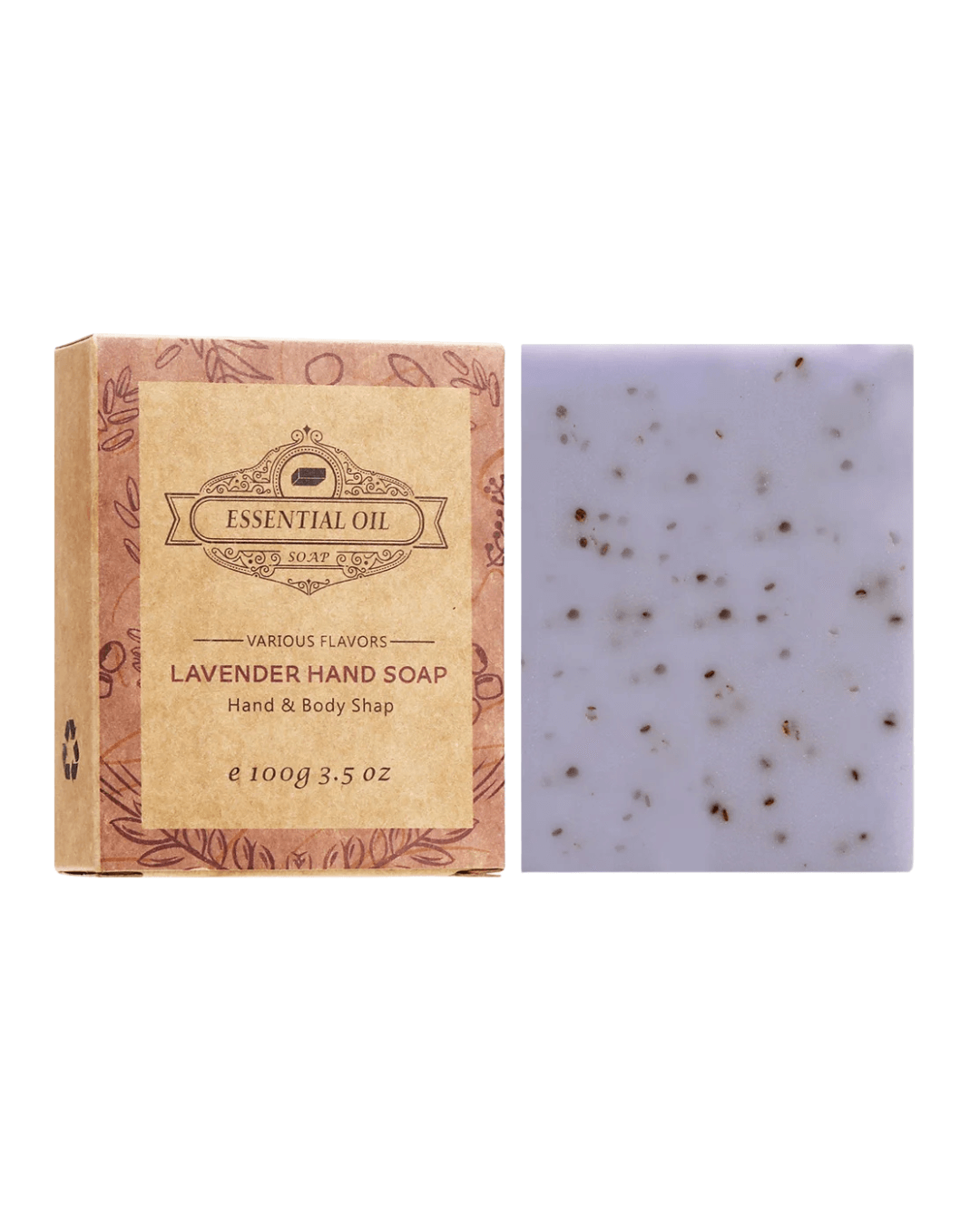 Lavender Frosted Soap Bar with box, packed with essential oils for gentle cleansing and soft skin.