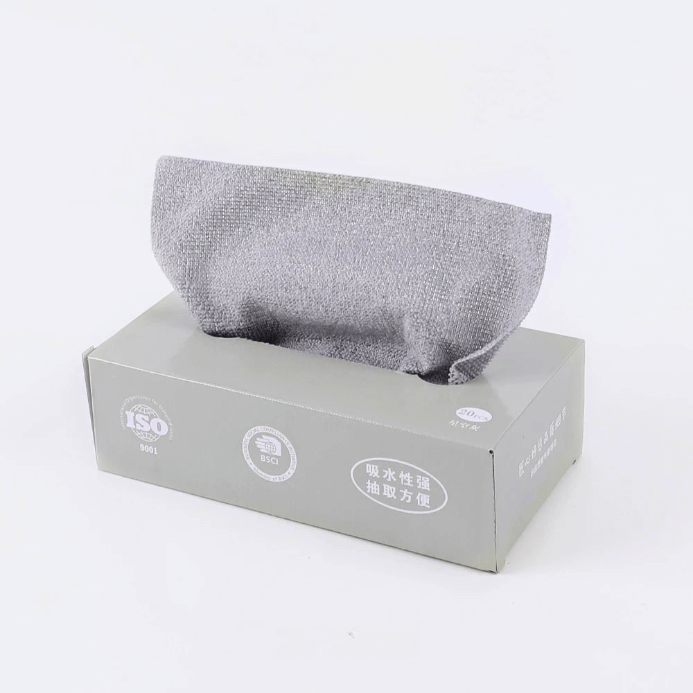Matcha microfibre cleaning cloths in a box, lint-free and ultra-absorbent for streak-free drying.