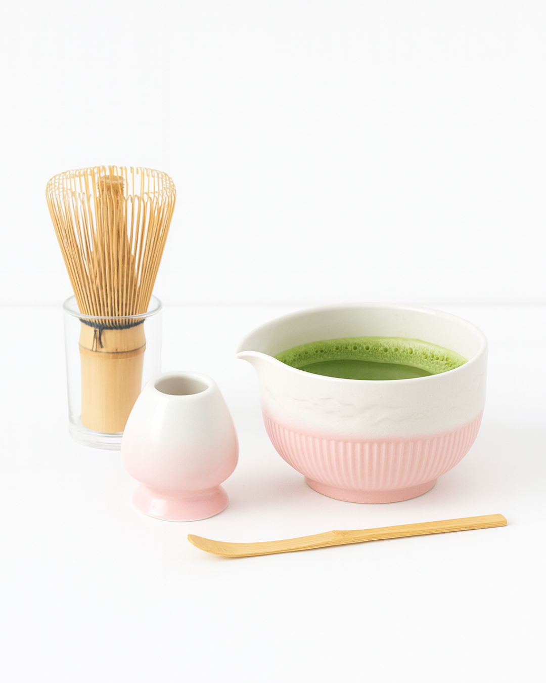 Matcha Moment Set - Ästhetisches Set mit Bambusbesen, Keramikschale