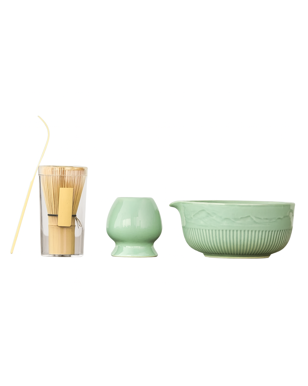 Matcha Moment Set - Ästhetisches Set mit Bambusbesen, Keramikschale
