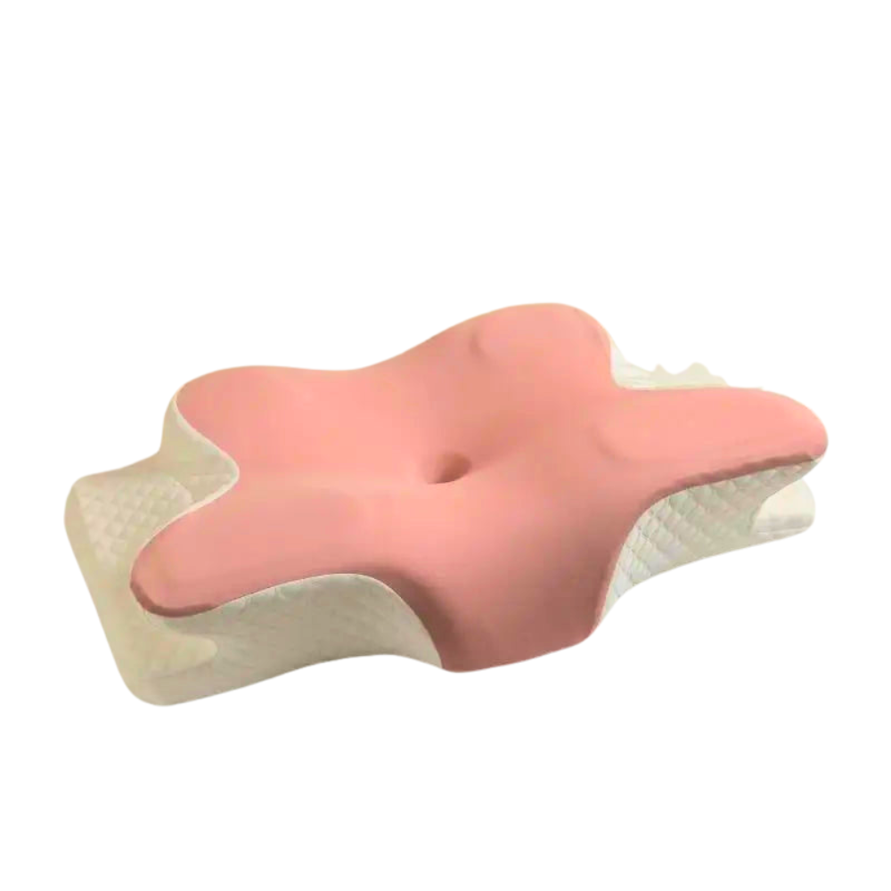 Orthopedic memory foam neck pillow in butterfly design for neck pain relief and better sleep.