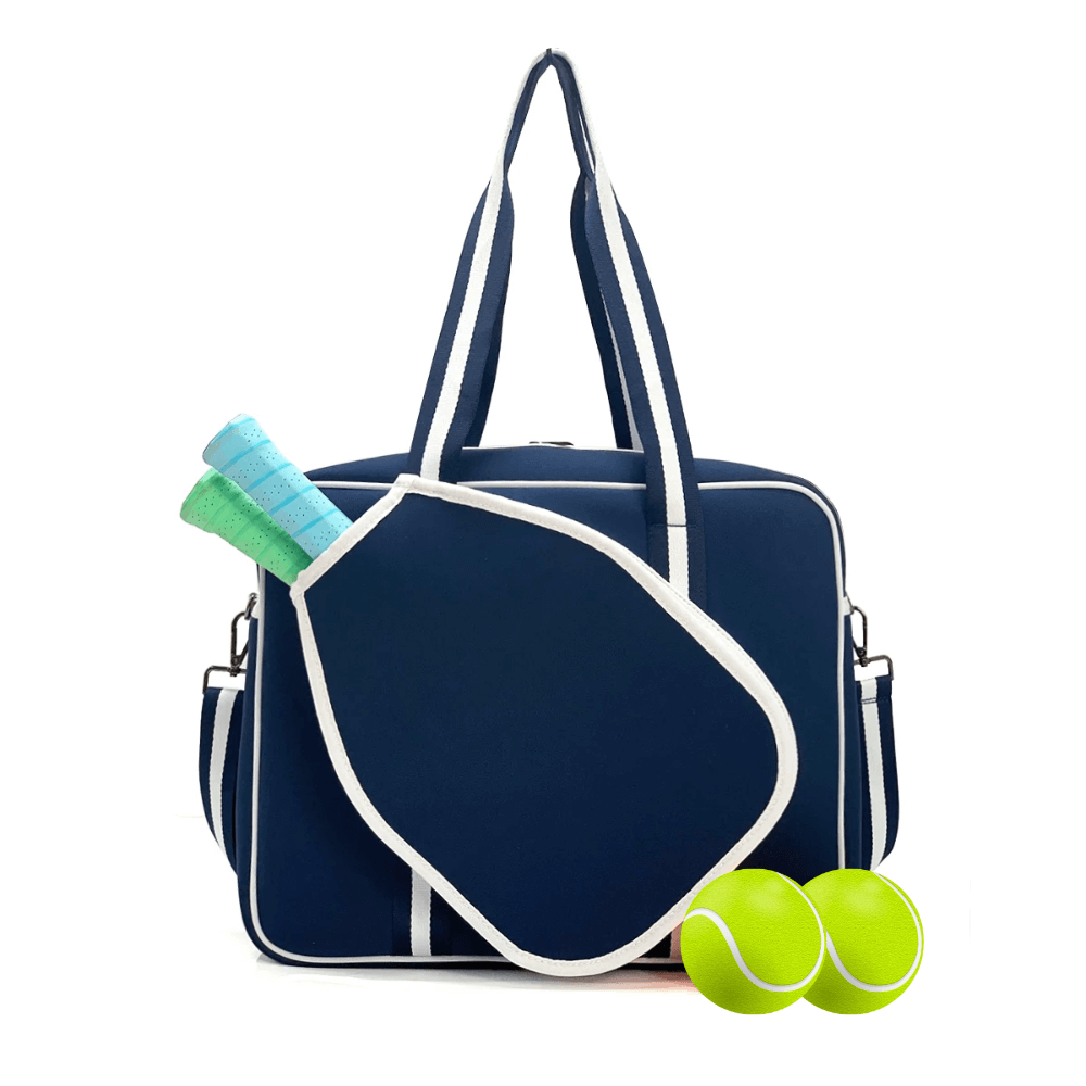 Waterproof Padel Racket Bag with external sleeve, featuring paddle and tennis balls in a stylish design.