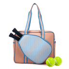 Stylish waterproof padel racket bag with external racket sleeve and tennis balls, perfect for organized match essentials.