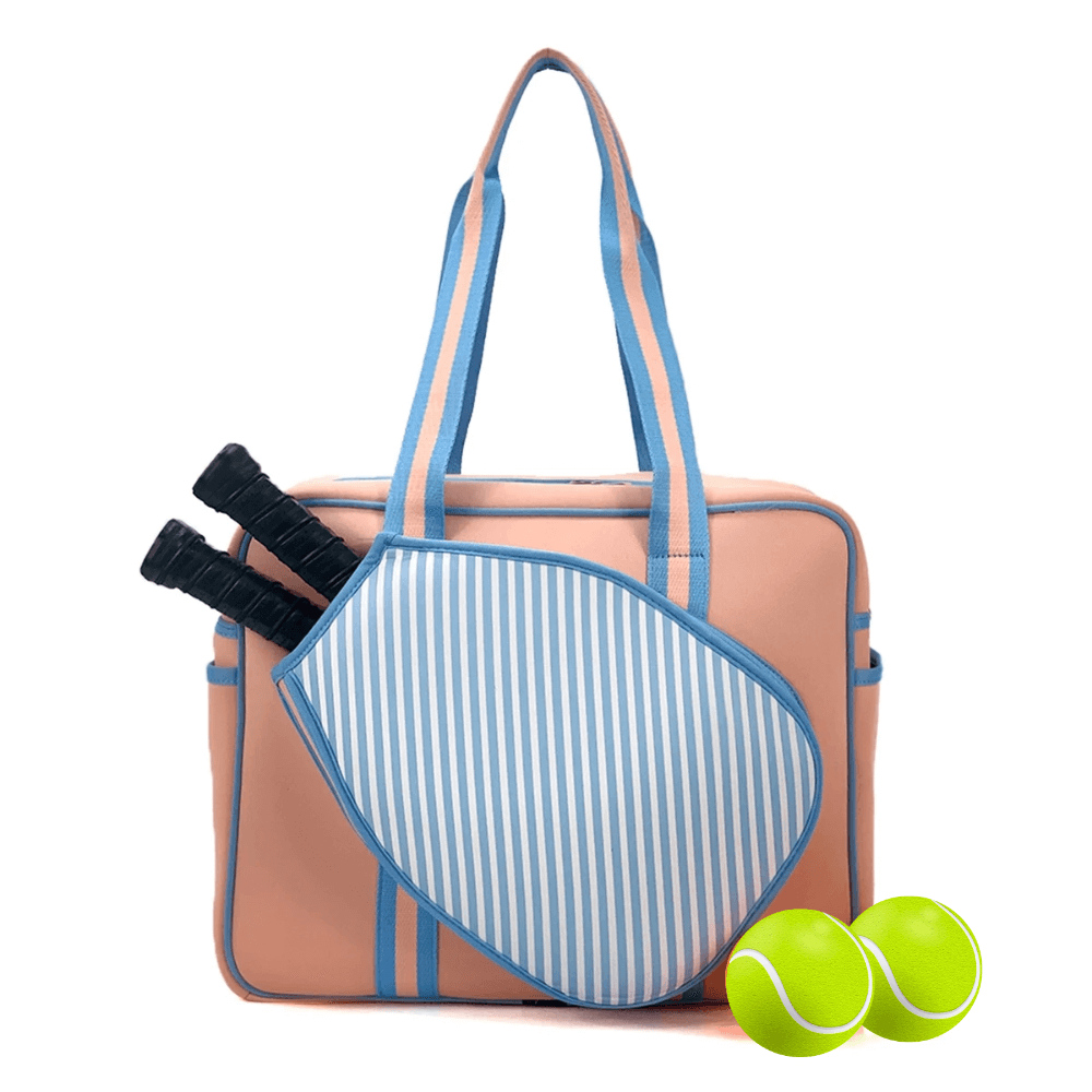 Stylish waterproof padel racket bag with external racket sleeve and tennis balls, perfect for organized match essentials.