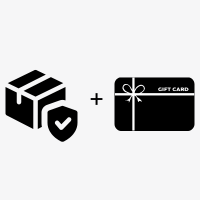 Minimalist black and white gift card icon with a bow, used for digital store credit at Kitsch & Cozy